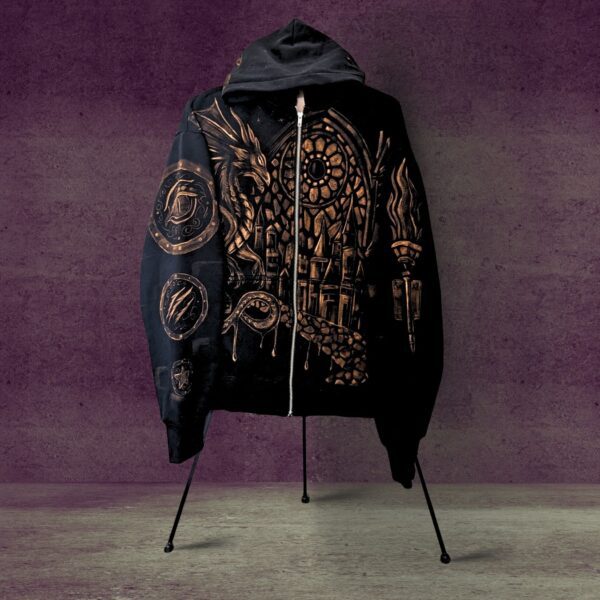 cathedral sentinel was created as a custom commission, merging gothic architecture with mythical guardianry.