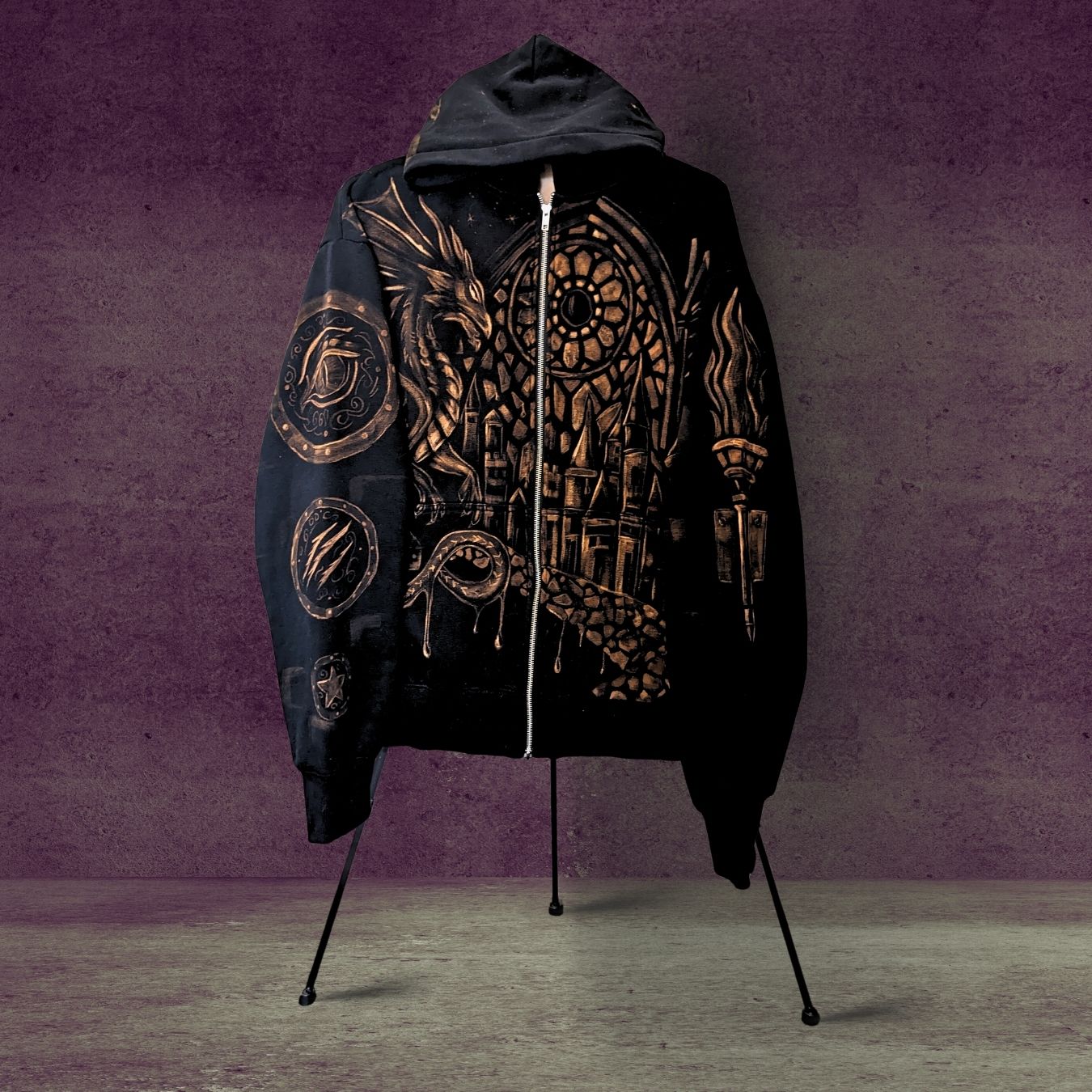 BLE002_EaselFront_01 cathedral sentinel was created as a custom commission, merging gothic architecture with mythical guardianry.